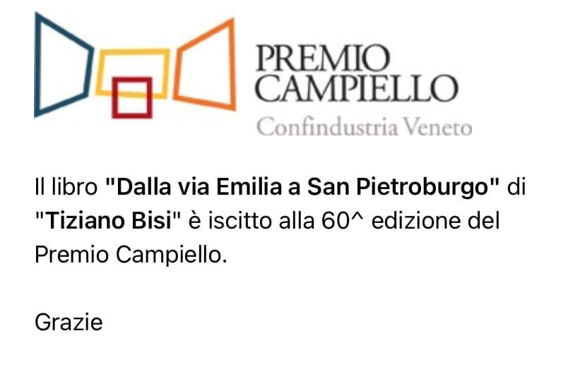 "Dalla via Emilia a San Pietroburgo" di Tiziano Bisi è in gara per il Premio Campiello "Opera Prima" 2022